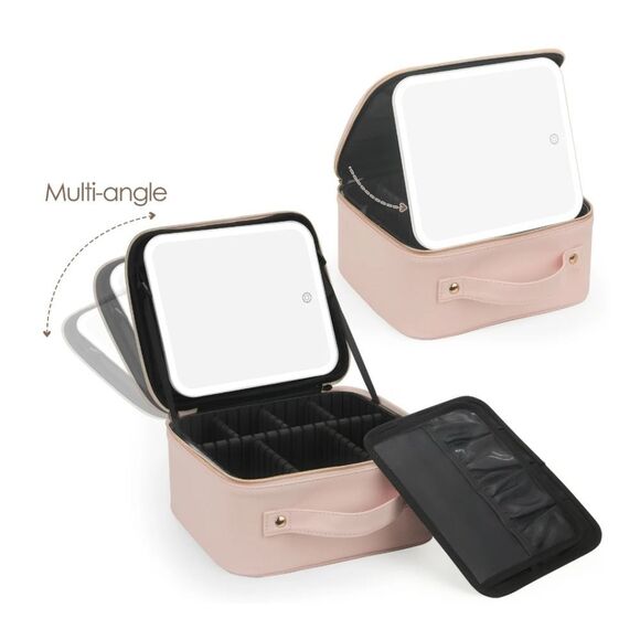 Prive Cosmetic Organizer w/LED Mirror- Pink - Picture 2 of 13